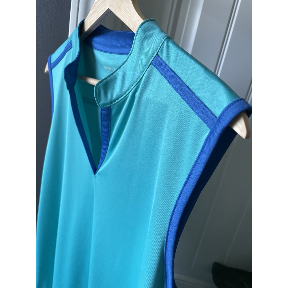 MaggieLane Women's Tank Athletic Golf Top XXL Turquoise/Blue Mock Neck Stretch - Picture 2 of 6